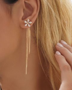 گوشواره آویز طرح گل ژوپینگ xp26258