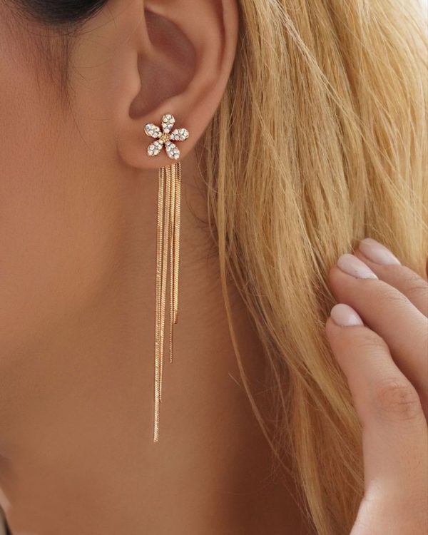 گوشواره آویز طرح گل ژوپینگ xp26258