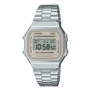 به دنبال یک ساعت مچی با طراحی نوستالژیک و امکانات کاربردی هستید؟ ساعت مچی دیجیتال کاسیو CASIO A168WA-8AYDF یک انتخاب عالی برای شماست. این ساعت با الهام از طراحی‌های دهه 80 میلادی، ترکیبی از سبک کلاسیک و مدرن را به شما ارائه می‌دهد. ویژگی‌های کلیدی: طراحی نوستالژیک و جذاب: ساعت A168WA-8AYDF با طراحی دیجیتال و بدنه نقره‌ای رنگ، یادآور ساعت‌های محبوب دهه 80 است. کرنومتر: این ساعت دارای کرنومتر با دقت 1/100 ثانیه است که برای اندازه‌گیری زمان در فعالیت‌های ورزشی و روزمره کاربرد دارد. آلارم: با استفاده از آلارم این ساعت می‌توانید برای زمان‌های خاصی یادآوری تنظیم کنید. نور پس زمینه: این ساعت دارای نور پس زمینه LED است که به شما امکان می‌دهد در محیط‌های کم نور به راحتی زمان را مشاهده کنید. مقاومت در برابر آب: این ساعت در برابر پاشش آب مقاوم است و برای استفاده روزمره مناسب است. (توجه: مناسب برای شنا نیست) بند استیل ضد زنگ: بند استیل این ساعت علاوه بر زیبایی، دوام و طول عمر بالایی را نیز تضمین می‌کند. تقویم خودکار: این ساعت دارای تقویم خودکار است که تاریخ را به صورت دقیق نمایش می‌دهد. عمر باتری طولانی: باتری این ساعت تا 7 سال عمر می‌کند و نیاز به تعویض مداوم ندارد. قیمت مناسب: ساعت مچی دیجیتال کاسیو A168WA-8AYDF با توجه به ویژگی‌ها و کیفیت ساخت، قیمتی بسیار مناسب دارد. چرا ساعت مچی یونیسکس کاسیو A168WA-8AYDF را انتخاب کنیم؟ این ساعت یک انتخاب عالی برای افرادی است که به دنبال یک ساعت با طراحی خاص، امکانات کاربردی و قیمت مناسب هستند. ساعت A168WA-8AYDF با طراحی نوستالژیک و ویژگی‌های مدرن، می‌تواند به عنوان یک اکسسوری جذاب برای هر استایلی مورد استفاده قرار گیرد.