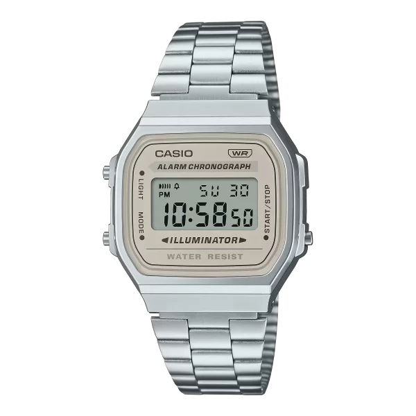 به دنبال یک ساعت مچی با طراحی نوستالژیک و امکانات کاربردی هستید؟ ساعت مچی دیجیتال کاسیو CASIO A168WA-8AYDF یک انتخاب عالی برای شماست. این ساعت با الهام از طراحی‌های دهه 80 میلادی، ترکیبی از سبک کلاسیک و مدرن را به شما ارائه می‌دهد. ویژگی‌های کلیدی: طراحی نوستالژیک و جذاب: ساعت A168WA-8AYDF با طراحی دیجیتال و بدنه نقره‌ای رنگ، یادآور ساعت‌های محبوب دهه 80 است. کرنومتر: این ساعت دارای کرنومتر با دقت 1/100 ثانیه است که برای اندازه‌گیری زمان در فعالیت‌های ورزشی و روزمره کاربرد دارد. آلارم: با استفاده از آلارم این ساعت می‌توانید برای زمان‌های خاصی یادآوری تنظیم کنید. نور پس زمینه: این ساعت دارای نور پس زمینه LED است که به شما امکان می‌دهد در محیط‌های کم نور به راحتی زمان را مشاهده کنید. مقاومت در برابر آب: این ساعت در برابر پاشش آب مقاوم است و برای استفاده روزمره مناسب است. (توجه: مناسب برای شنا نیست) بند استیل ضد زنگ: بند استیل این ساعت علاوه بر زیبایی، دوام و طول عمر بالایی را نیز تضمین می‌کند. تقویم خودکار: این ساعت دارای تقویم خودکار است که تاریخ را به صورت دقیق نمایش می‌دهد. عمر باتری طولانی: باتری این ساعت تا 7 سال عمر می‌کند و نیاز به تعویض مداوم ندارد. قیمت مناسب: ساعت مچی دیجیتال کاسیو A168WA-8AYDF با توجه به ویژگی‌ها و کیفیت ساخت، قیمتی بسیار مناسب دارد. چرا ساعت مچی یونیسکس کاسیو A168WA-8AYDF را انتخاب کنیم؟ این ساعت یک انتخاب عالی برای افرادی است که به دنبال یک ساعت با طراحی خاص، امکانات کاربردی و قیمت مناسب هستند. ساعت A168WA-8AYDF با طراحی نوستالژیک و ویژگی‌های مدرن، می‌تواند به عنوان یک اکسسوری جذاب برای هر استایلی مورد استفاده قرار گیرد.
