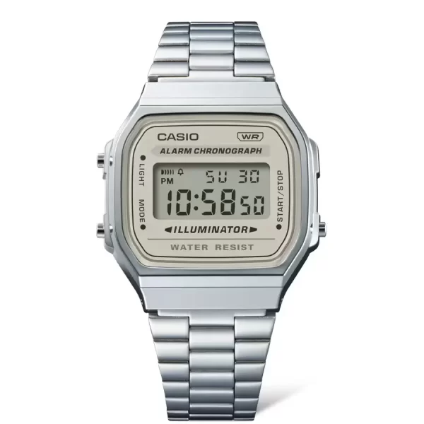 به دنبال یک ساعت مچی با طراحی نوستالژیک و امکانات کاربردی هستید؟ ساعت مچی دیجیتال کاسیو CASIO A168WA-8AYDF یک انتخاب عالی برای شماست. این ساعت با الهام از طراحی‌های دهه 80 میلادی، ترکیبی از سبک کلاسیک و مدرن را به شما ارائه می‌دهد. ویژگی‌های کلیدی: طراحی نوستالژیک و جذاب: ساعت A168WA-8AYDF با طراحی دیجیتال و بدنه نقره‌ای رنگ، یادآور ساعت‌های محبوب دهه 80 است. کرنومتر: این ساعت دارای کرنومتر با دقت 1/100 ثانیه است که برای اندازه‌گیری زمان در فعالیت‌های ورزشی و روزمره کاربرد دارد. آلارم: با استفاده از آلارم این ساعت می‌توانید برای زمان‌های خاصی یادآوری تنظیم کنید. نور پس زمینه: این ساعت دارای نور پس زمینه LED است که به شما امکان می‌دهد در محیط‌های کم نور به راحتی زمان را مشاهده کنید. مقاومت در برابر آب: این ساعت در برابر پاشش آب مقاوم است و برای استفاده روزمره مناسب است. (توجه: مناسب برای شنا نیست) بند استیل ضد زنگ: بند استیل این ساعت علاوه بر زیبایی، دوام و طول عمر بالایی را نیز تضمین می‌کند. تقویم خودکار: این ساعت دارای تقویم خودکار است که تاریخ را به صورت دقیق نمایش می‌دهد. عمر باتری طولانی: باتری این ساعت تا 7 سال عمر می‌کند و نیاز به تعویض مداوم ندارد. قیمت مناسب: ساعت مچی دیجیتال کاسیو A168WA-8AYDF با توجه به ویژگی‌ها و کیفیت ساخت، قیمتی بسیار مناسب دارد. چرا ساعت مچی یونیسکس کاسیو A168WA-8AYDF را انتخاب کنیم؟ این ساعت یک انتخاب عالی برای افرادی است که به دنبال یک ساعت با طراحی خاص، امکانات کاربردی و قیمت مناسب هستند. ساعت A168WA-8AYDF با طراحی نوستالژیک و ویژگی‌های مدرن، می‌تواند به عنوان یک اکسسوری جذاب برای هر استایلی مورد استفاده قرار گیرد.