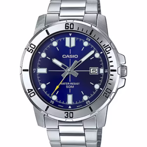 ساعت مچی مردانه کاسیو CASIO MTP-VD01D-2EVUDF, خرید ساعت کاسیو, ساعت کلاسیک مردانه, ساعت استیل مردانه, ساعت رسمی کاسیو, ساعت صفحه آبی کاسیو, Casio MTP-VD01D-2EVUDF