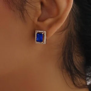 گوشواره نگین آبی کلاسیک ژوپینگ XP26328